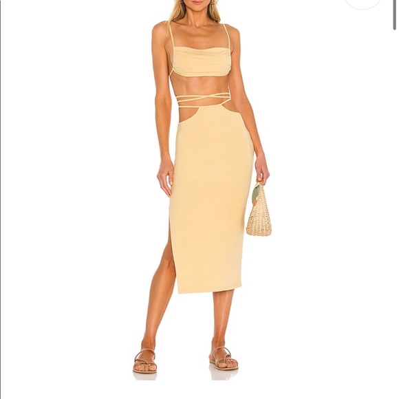 Cutout Midi Skirt with wraparound waist ties with top included - Picture 2 of 4